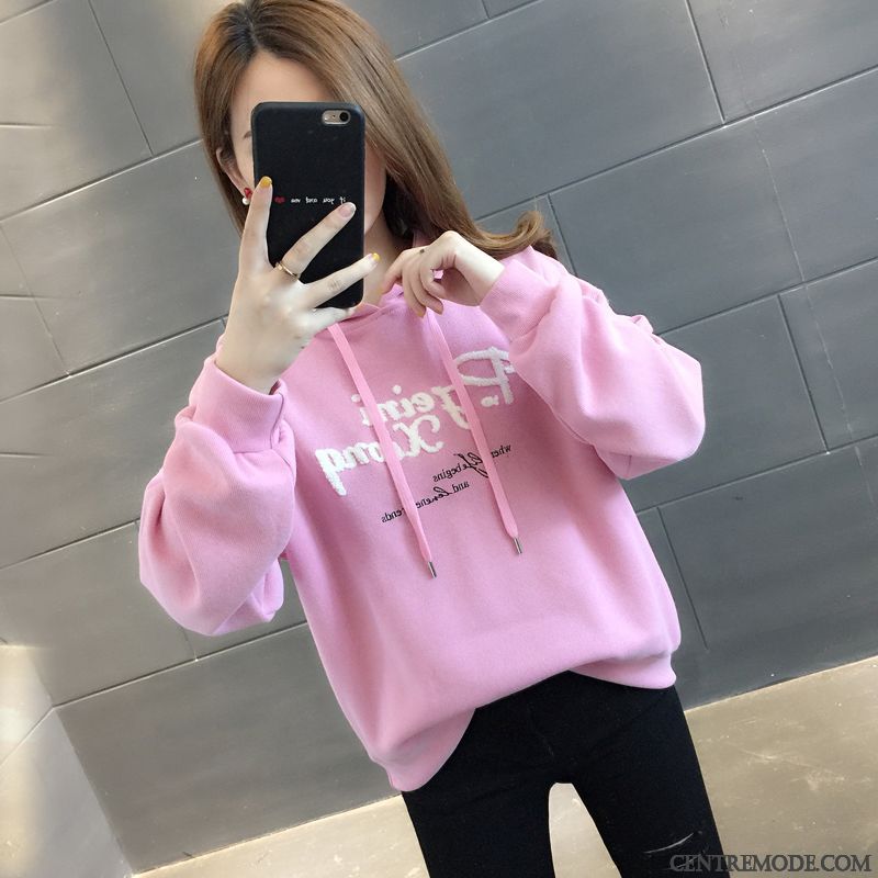 Sweat À Capuche Femme Dame L'automne Tendance Légère Printemps Hoodies Rose