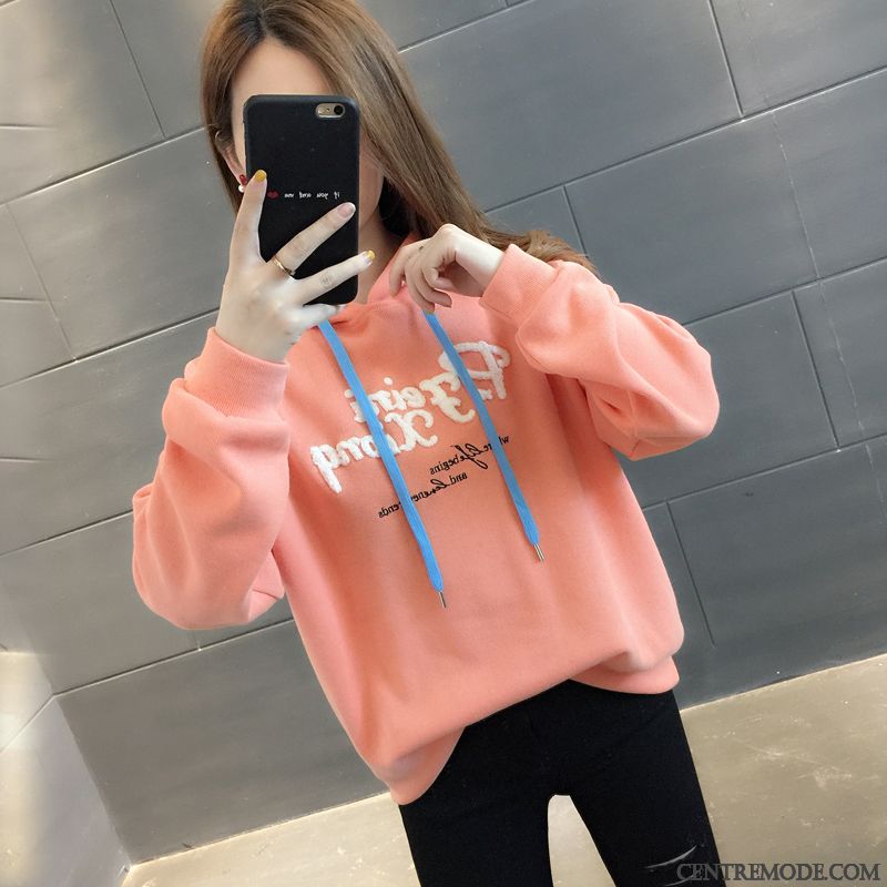 Sweat À Capuche Femme Dame L'automne Tendance Légère Printemps Hoodies Rose