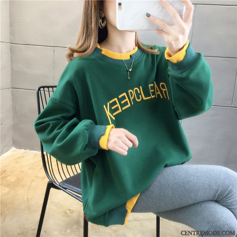 Sweat À Capuche Femme Deux-pièces Hoodies Plus De Velours Tendance Épaissir Une Veste Vert