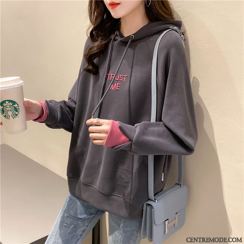 Sweat À Capuche Femme Deux-pièces Manteau Baggy Une Veste Pullovers Hoodies Pure Rose