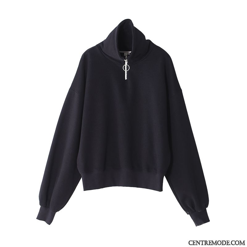 Sweat À Capuche Femme Fermeture Éclair Une Veste Manche Baggy Pullovers Printemps Vert Foncé