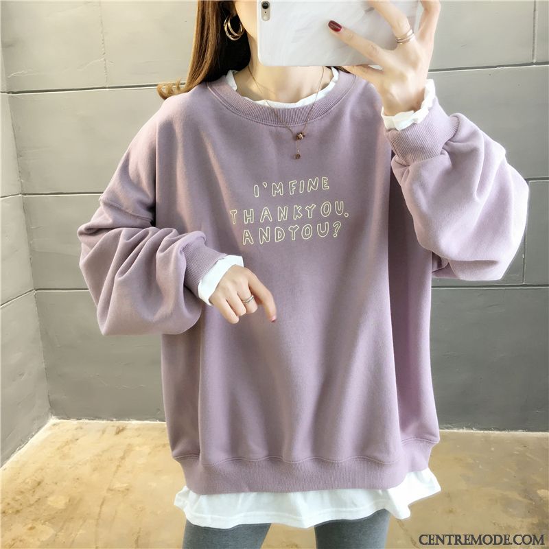 Sweat À Capuche Femme Grande Taille Baggy Gros Épissure Tendance Printemps Vert