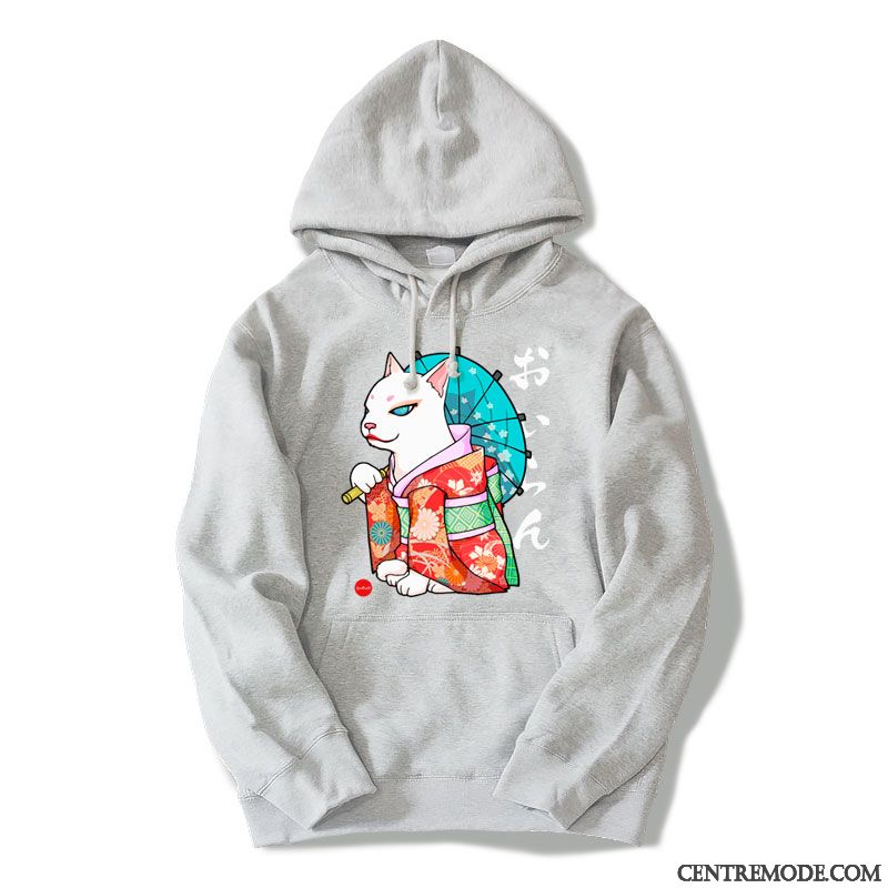 Sweat À Capuche Femme Hoodies Fantaisie Printemps Hiver Épaissir Baggy Gris