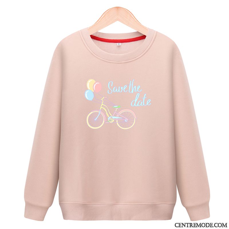 Sweat À Capuche Femme L'automne Baggy Étudiant Hoodies Col Rond Plus De Velours Noir