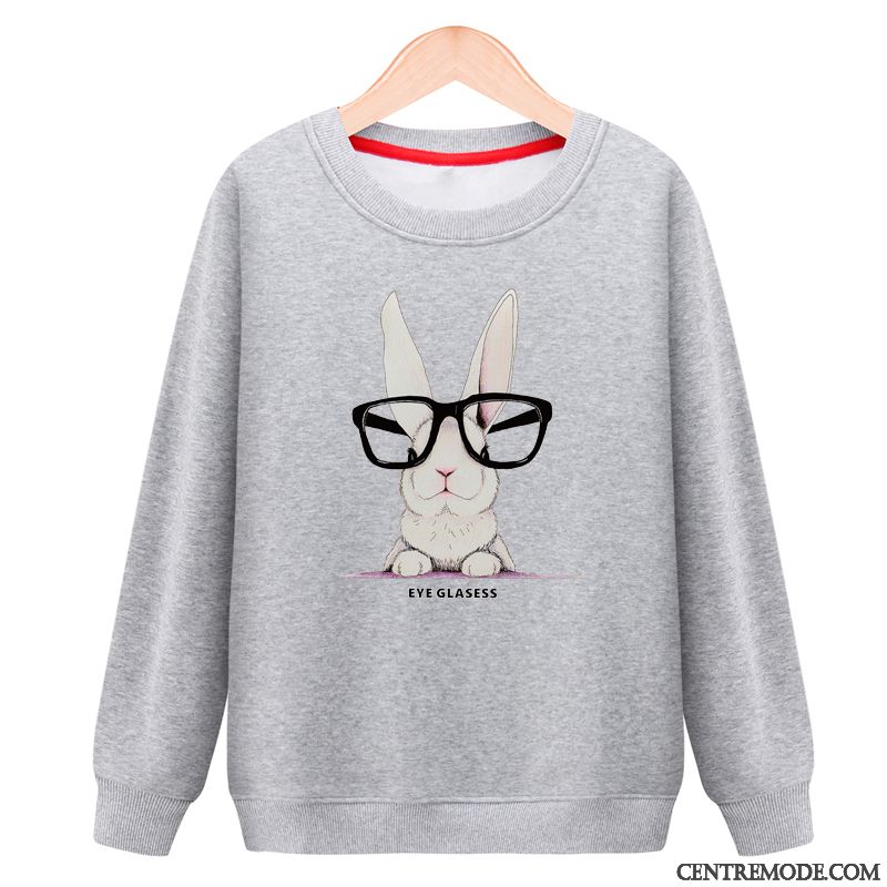 Sweat À Capuche Femme L'automne Baggy Étudiant Hoodies Col Rond Plus De Velours Noir