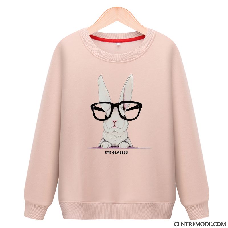 Sweat À Capuche Femme L'automne Baggy Étudiant Hoodies Col Rond Plus De Velours Noir