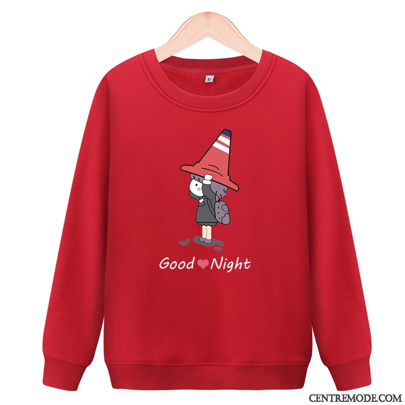 Sweat À Capuche Femme L'automne Baggy Étudiant Hoodies Col Rond Plus De Velours Noir