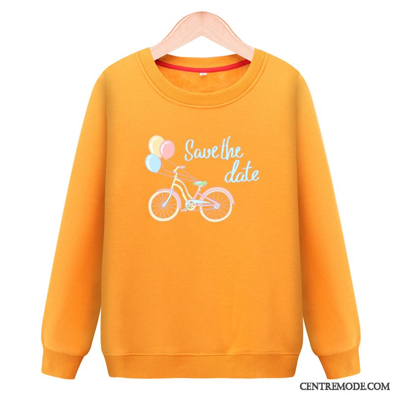 Sweat À Capuche Femme L'automne Baggy Étudiant Hoodies Col Rond Plus De Velours Noir