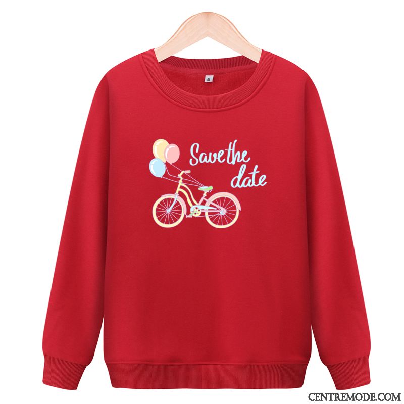 Sweat À Capuche Femme L'automne Baggy Étudiant Hoodies Col Rond Plus De Velours Noir