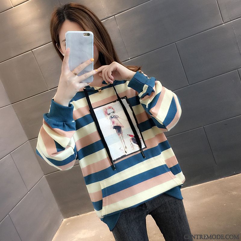 Sweat À Capuche Femme L'automne Tendance Hoodies Légère Une Veste Manteau Bleu Jaune
