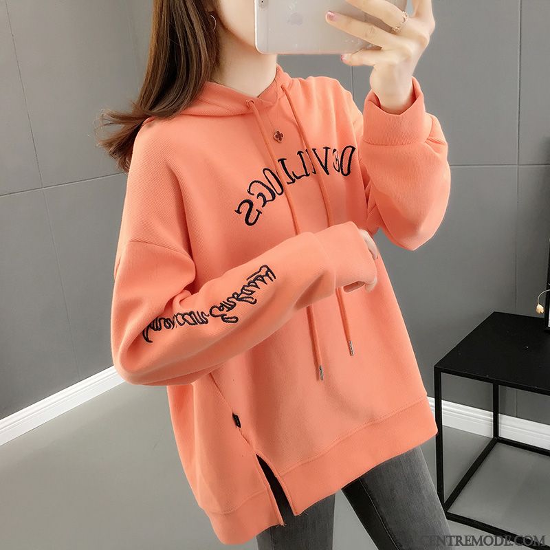 Sweat À Capuche Femme Lettre Baggy Printemps Tendance Hoodies Mode Jaune