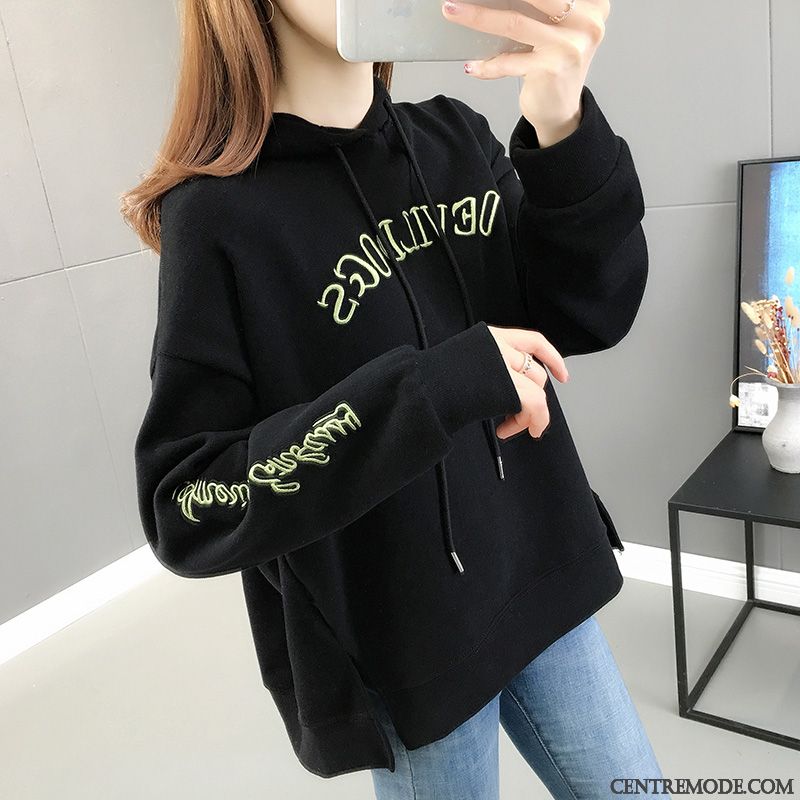 Sweat À Capuche Femme Lettre Baggy Printemps Tendance Hoodies Mode Jaune