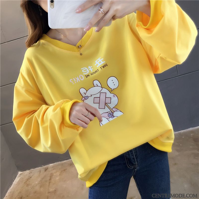 Sweat À Capuche Femme Longues L'automne Baggy Hoodies Légère Manteau Jaune