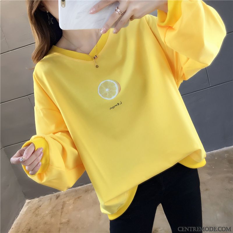 Sweat À Capuche Femme Longues L'automne Baggy Hoodies Légère Manteau Jaune
