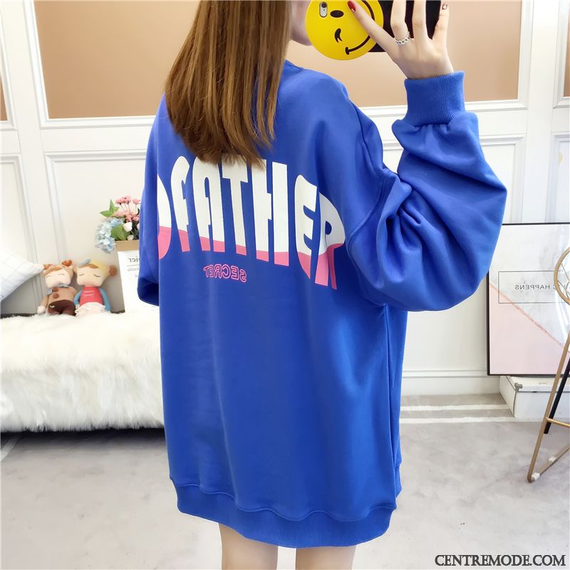 Sweat À Capuche Femme Légère Ultra Longue Printemps Hoodies Une Veste Bleu