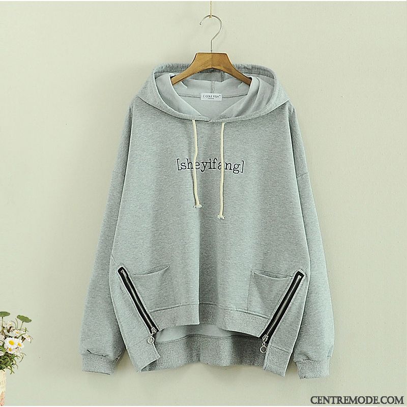 Sweat À Capuche Femme Outwear L'automne Plus De Velours Hoodies Légère Printemps Blanc