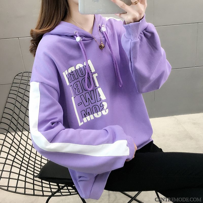 Sweat À Capuche Femme Style Chaud Manteau L'automne Printemps Baggy Hoodies Rouge Violet