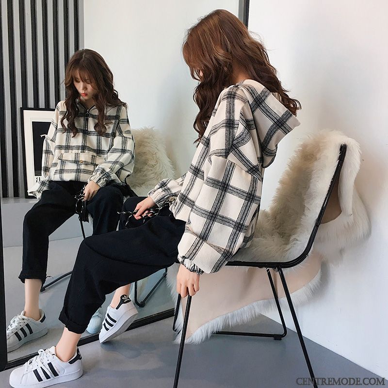 Sweat À Capuche Femme Tendance Baggy Rétro Hoodies Une Veste Manteau Noir