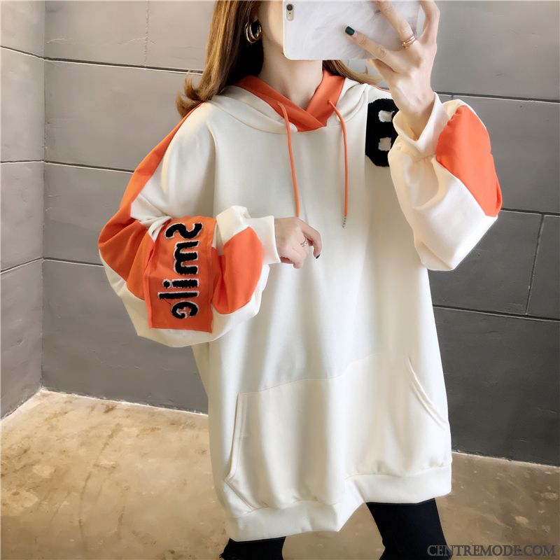 Sweat À Capuche Femme Tendance Baggy Une Veste Graisse Gros Hoodies Blanc