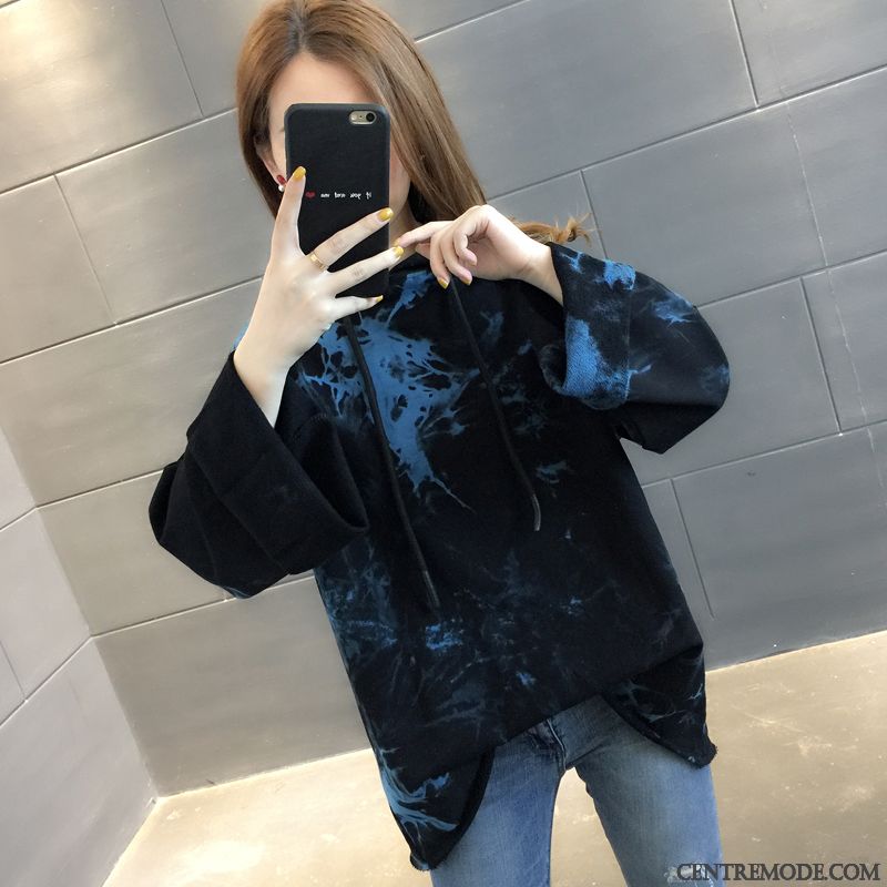 Sweat À Capuche Femme Tendance Une Veste Hoodies Baggy L'automne Bleu Rouge