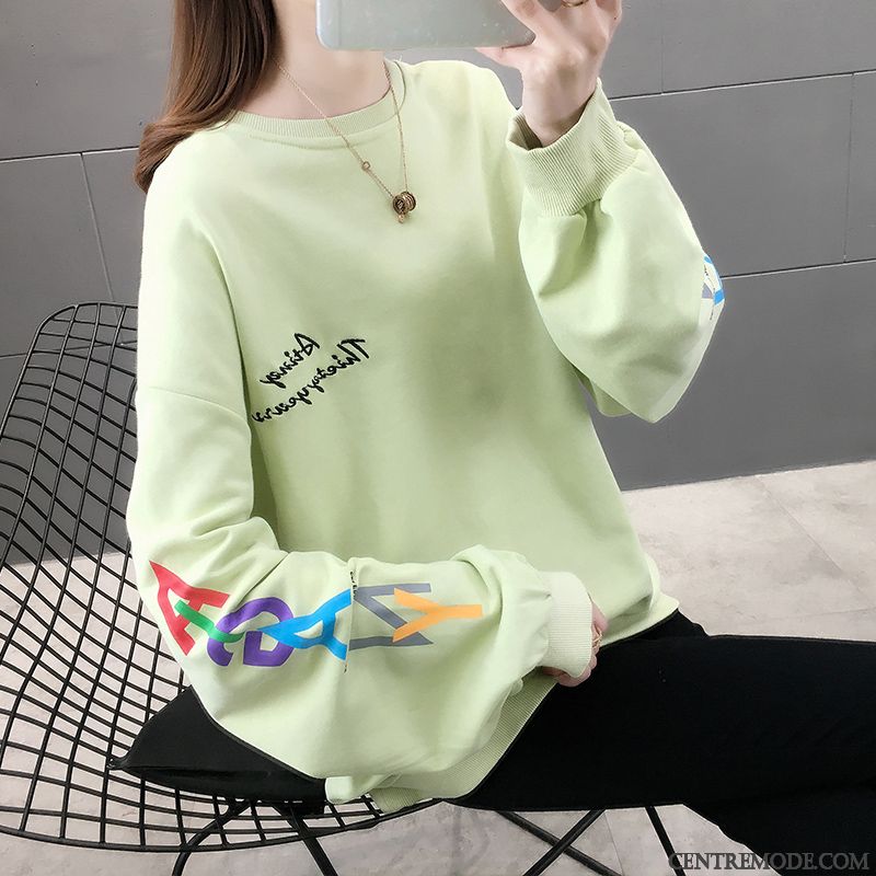 Sweat À Capuche Femme Tendance Une Veste Printemps Col Rond L'automne Hoodies Coloré Blanc