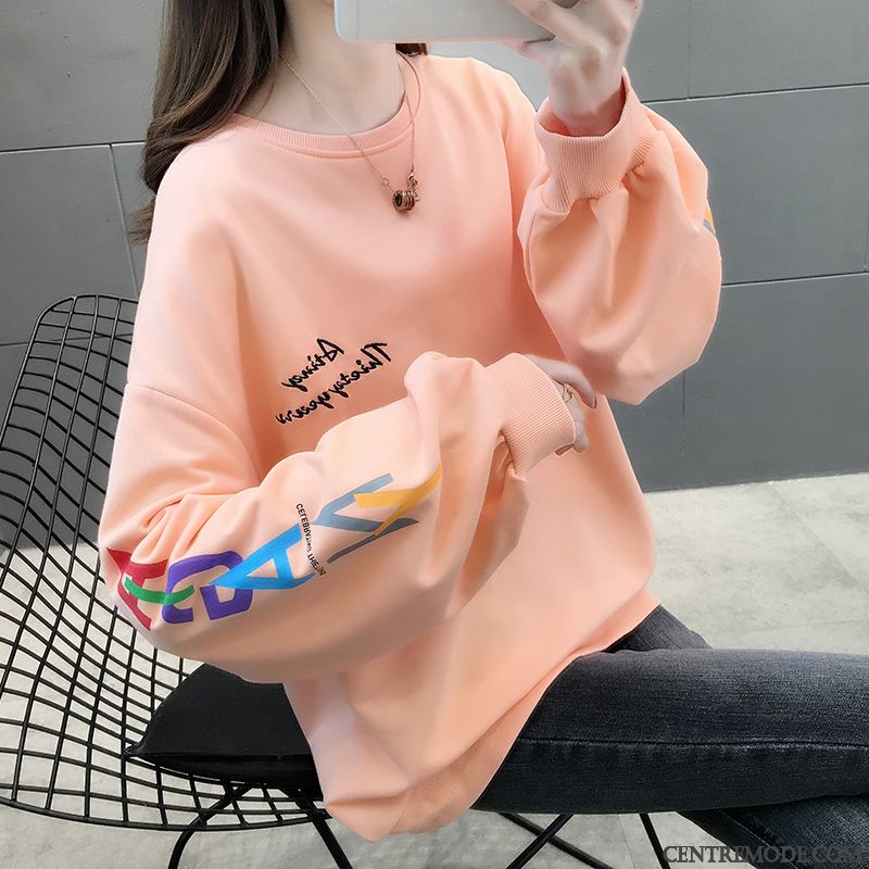 Sweat À Capuche Femme Tendance Une Veste Printemps Col Rond L'automne Hoodies Coloré Blanc