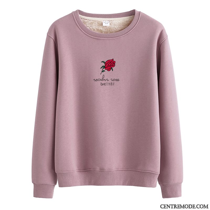 Sweat À Capuche Femme Une Veste Plus De Velours Manteau Hoodies Chauds L'automne Noir Rose