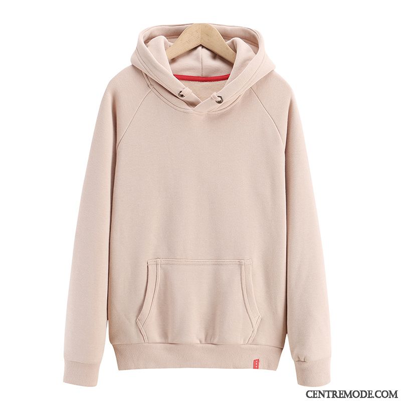 Sweat À Capuche Femme Une Veste Tendance Pullovers Étudiant Manteau Printemps Pure Blanc