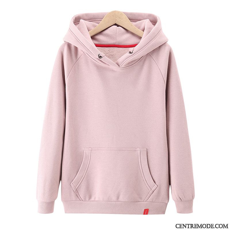 Sweat À Capuche Femme Une Veste Tendance Pullovers Étudiant Manteau Printemps Pure Blanc