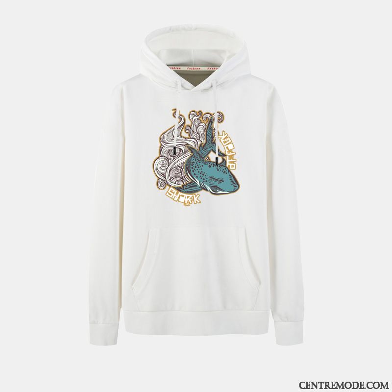 Sweat À Capuche Homme Baggy Longues Manteau Les Adolescents L'automne Étudiant Impression Noir