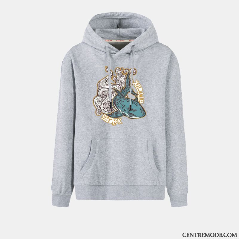 Sweat À Capuche Homme Baggy Longues Manteau Les Adolescents L'automne Étudiant Impression Noir