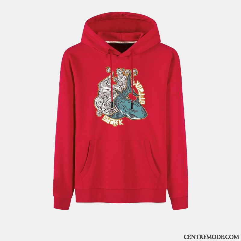 Sweat À Capuche Homme Baggy Longues Manteau Les Adolescents L'automne Étudiant Impression Noir