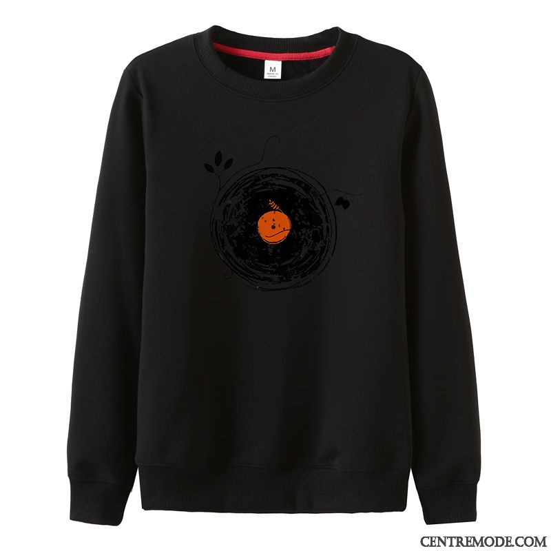 Sweat À Capuche Homme Chemise En Bas Hiver L'automne Plus De Velours Col Rond Les Adolescents Gris Clair