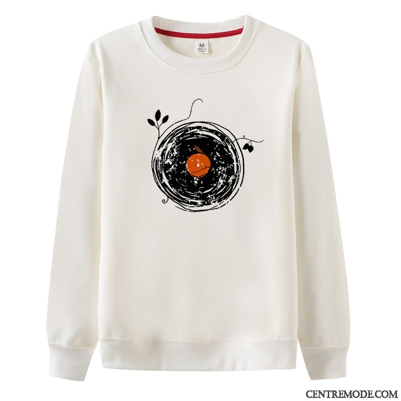 Sweat À Capuche Homme Chemise En Bas Hiver L'automne Plus De Velours Col Rond Les Adolescents Gris Clair