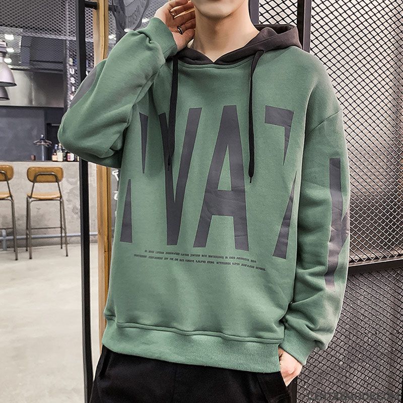 Sweat À Capuche Homme Décontractée Tendance Printemps L'automne Manteau Baggy Vert