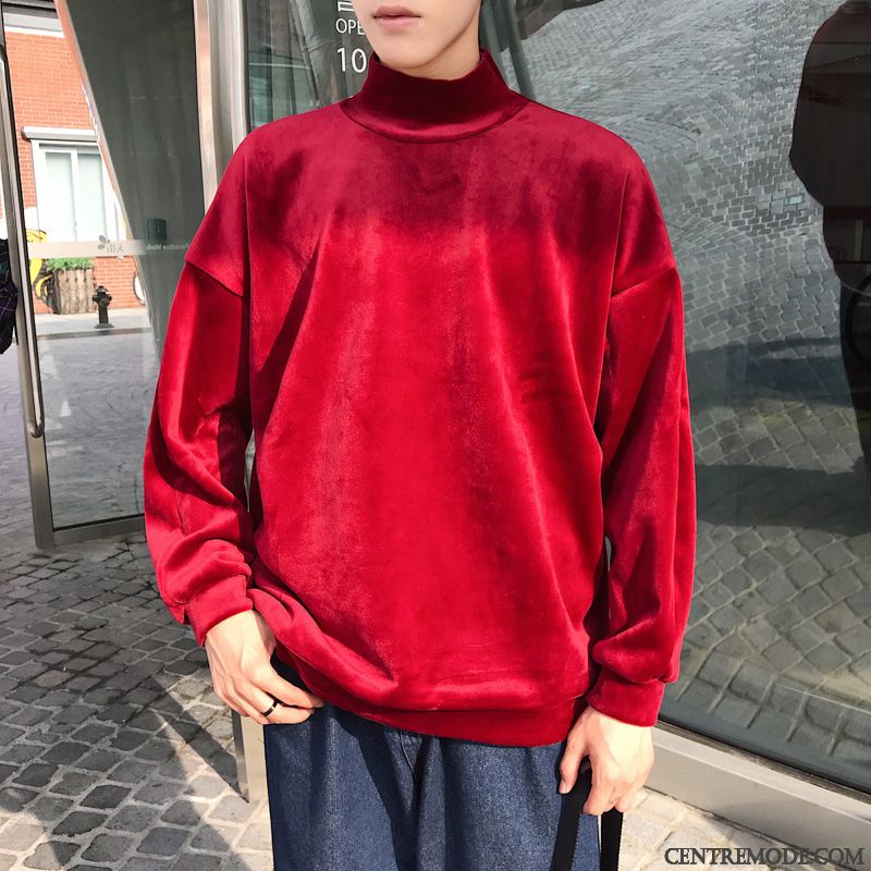 Sweat À Capuche Homme Hiver Gras L'automne Manteau Chauds Col Haut Noir Or