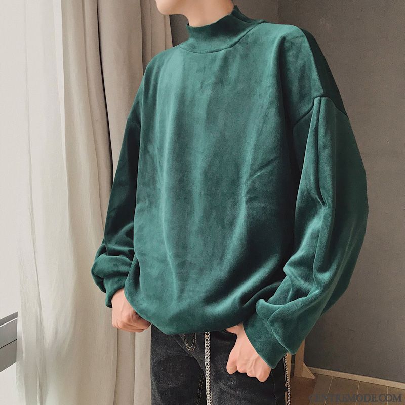 Sweat À Capuche Homme Hiver Gras L'automne Manteau Chauds Col Haut Noir Or