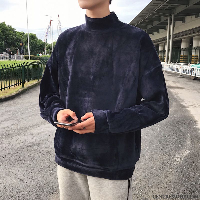 Sweat À Capuche Homme Hiver Gras L'automne Manteau Chauds Col Haut Noir Or