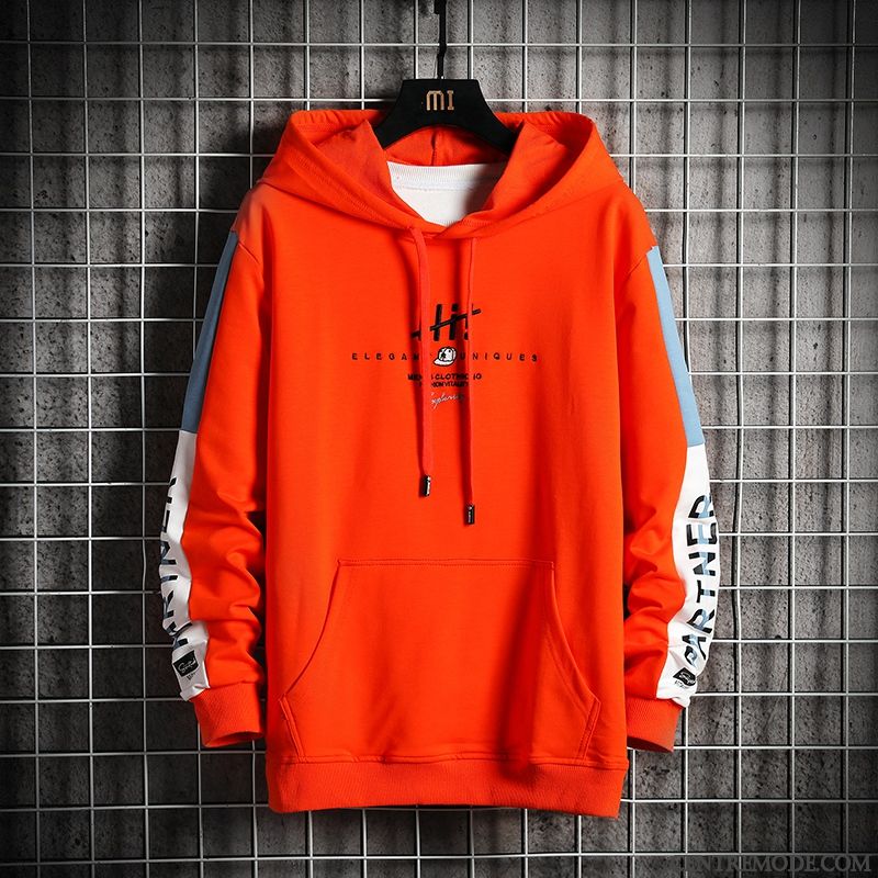 Sweat À Capuche Homme Jeunesse L'automne Baggy Printemps Tendance Manteau Rouge