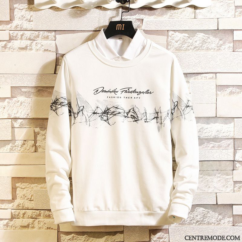 Sweat À Capuche Homme L'automne Col Rond Tendance T-shirt Long Baggy Pullovers