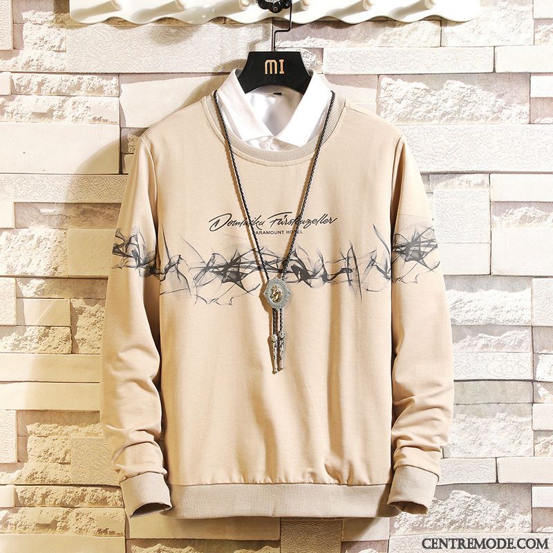 Sweat À Capuche Homme L'automne Col Rond Tendance T-shirt Long Baggy Pullovers