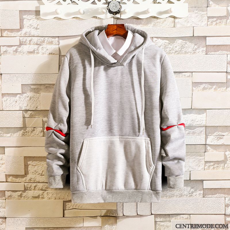 Sweat À Capuche Homme Manteau Beau Étudiant Tendance Pullovers Printemps Gris