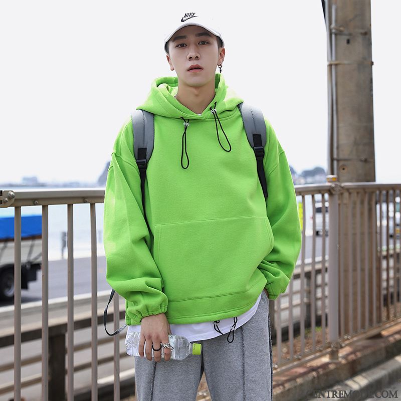 Sweat À Capuche Homme Manteau Marque De Tendance L'automne Baggy Hip Hop Une Veste Pure Vert