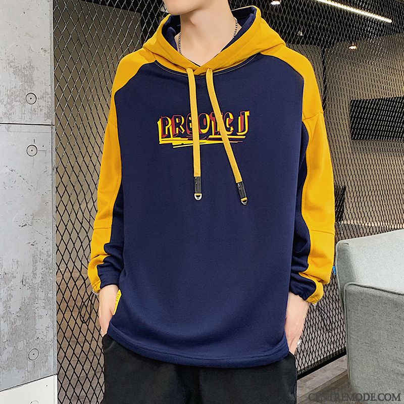 Sweat À Capuche Homme Marque De Tendance Une Veste Printemps Sport Étudiant Beau Bleu