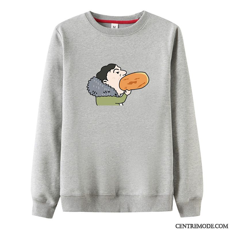 Sweat À Capuche Homme Plus De Velours Héros Col Rond Longue Noir