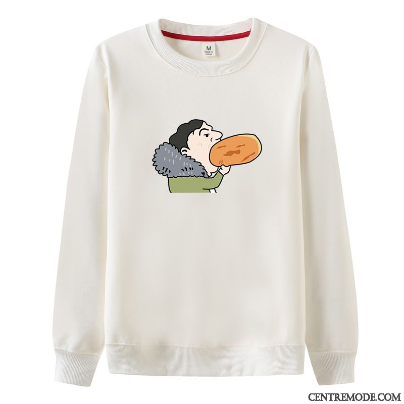 Sweat À Capuche Homme Plus De Velours Héros Col Rond Longue Noir