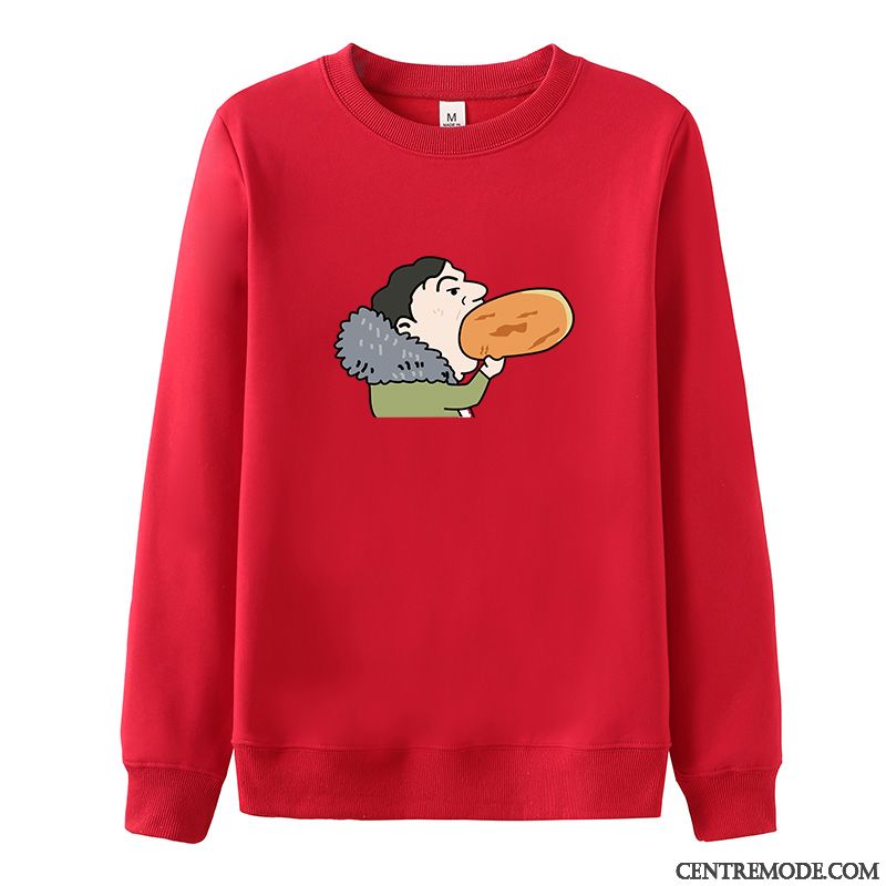 Sweat À Capuche Homme Plus De Velours Héros Col Rond Longue Noir