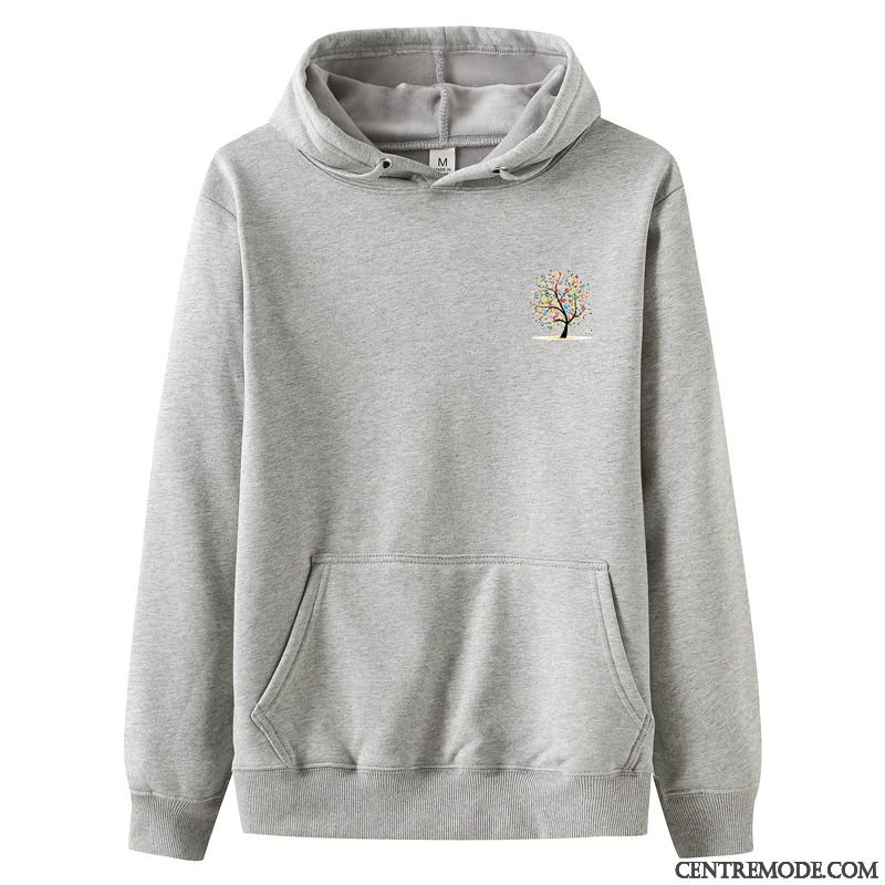 Sweat À Capuche Homme Tendance Plus De Velours Étudiant Haute Manteau Junior Noir