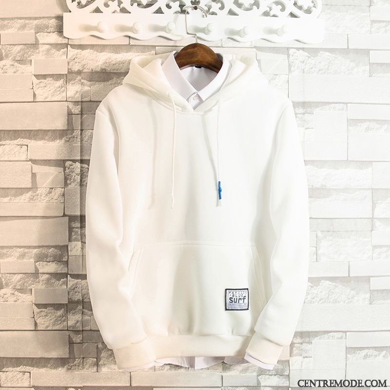 Sweat À Capuche Homme Étudiant Manteau Une Veste Baggy L'automne Printemps Blanc