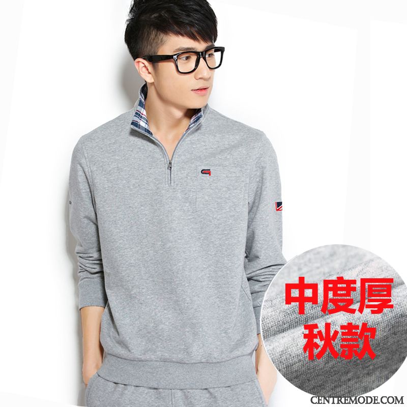 Sweatshirts Rouge Homme Manche Longue, Sweatshirtss Hommes Grandes Tailles Neige Gris